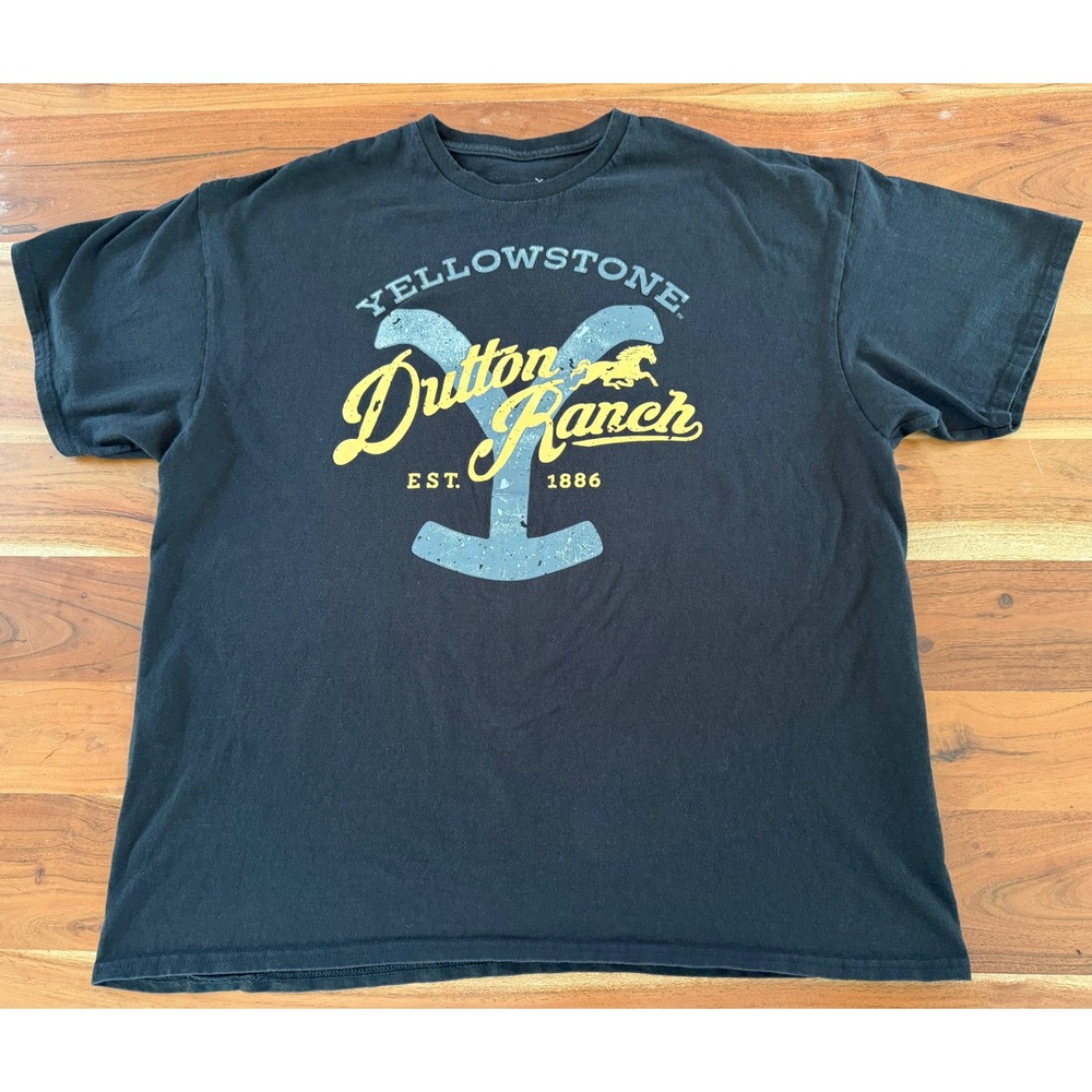 Yellowstone Dutton Ranch Mens XXL Black Graphic T-Shirt Est 1886 Horse Logo Tee